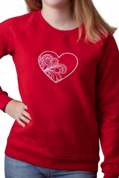 Egyszínű pulóver hímzéssel 44475 szív