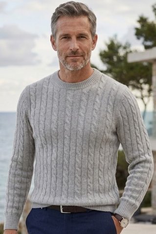 Muški pulover Crim s pletenim uzorkom – sivi | Ewident