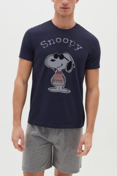 Moška pižama s kratkimi rokavi Snoopy
