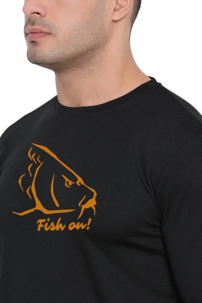 Tričko pre rybárov Angrycarp s dlhým rukávom čierna