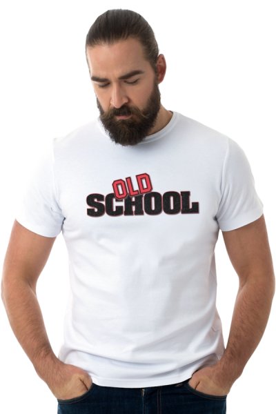 Tricou Old School Man KR alb