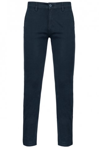 Ciemnogranatowe spodnie męskie chino marki Ewident, eleganckie spodnie bawełniane smart casual do biura i w teren.