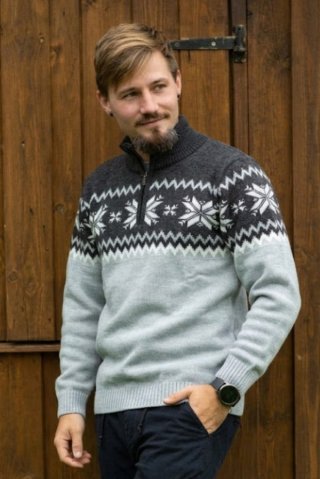 Férfi szürke norvég  pulóver Peter-Z