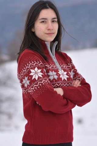 Women’s burgundy Norwegian sweater – Mira
