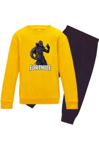 Detská mikina a tepláky Fortnite v žltej farbe