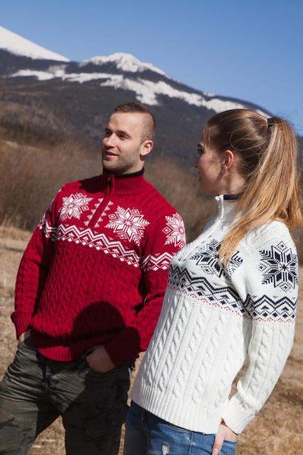 KIRK Z moški pulover z norveškim vzorcem – rdeč