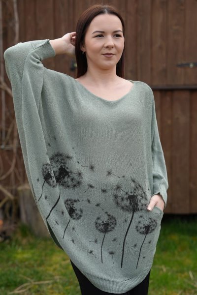 Női elegáns pulóver Dandelion zöld