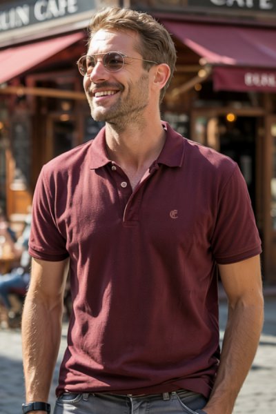Tricou polo bărbați cu mânecă scurtă Rene maroon