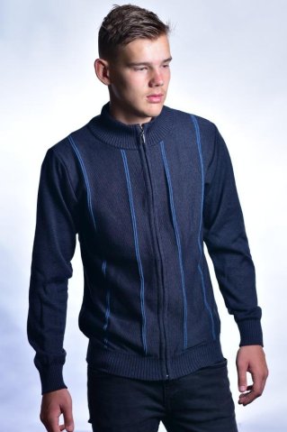 Pulover lung pentru bărbați cu fermoar Nils-AZ albastru