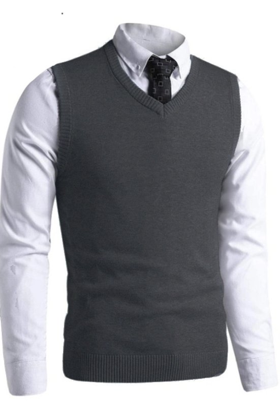 Pánska pletená vesta P2037BBbig grafit 3XL - 6XL