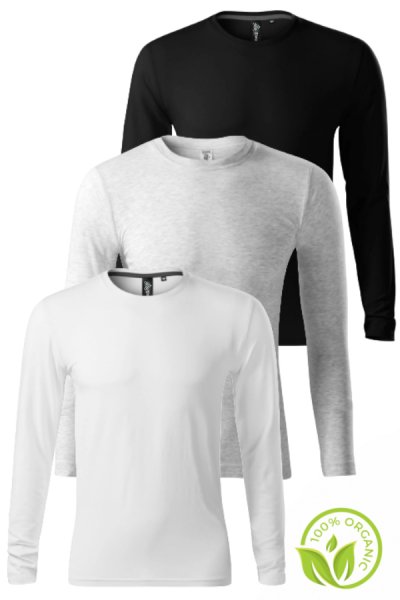Tričko dlhý rukáv 100% bavlna, AKCIA 3ks za cenu 2ks, sivá - biela - čierna