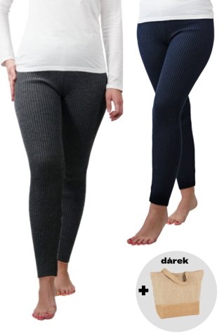 Damskie Dziane Legginsy 2 szt.  Czarne + navy