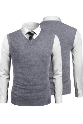 Pánska pletená vesta 44969 sivá
