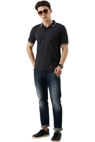 Elegancka czarna męska koszulka polo 44272