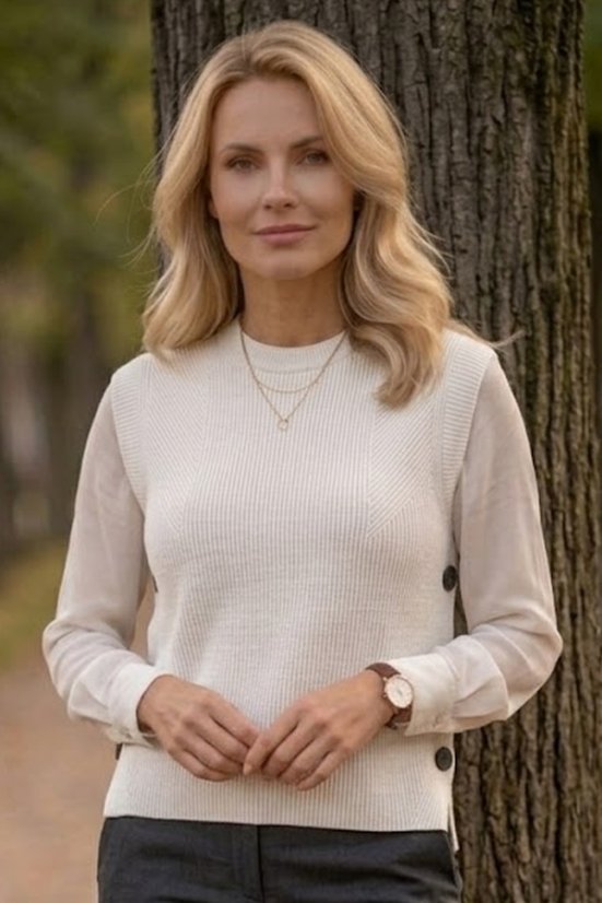 Ženski pleteni prsluk natur