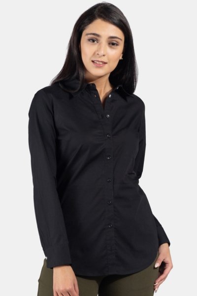 Dámska košeľa s dlhým rukávom 00300 čierna