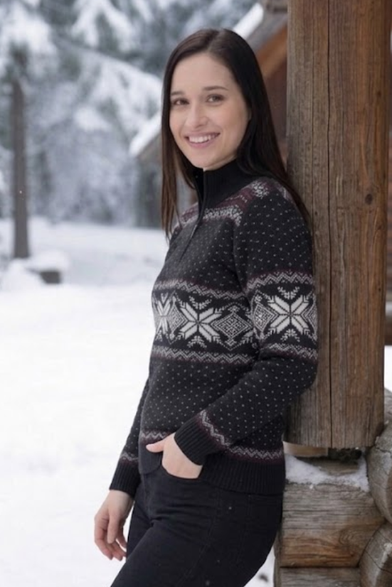 Oria-Z Damen schwarzer mit Norwegermuster