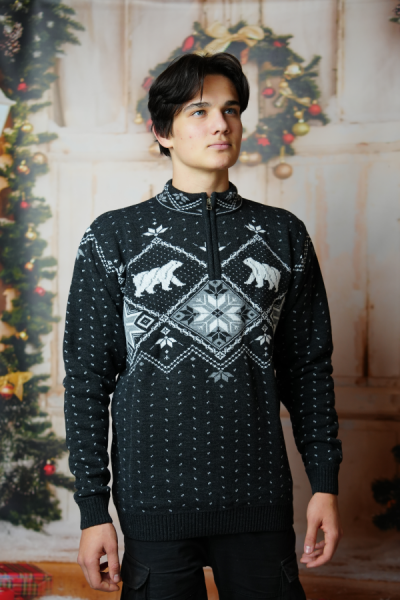 Moški norveški pulover s trojanskim ovratnikom Medved-Z