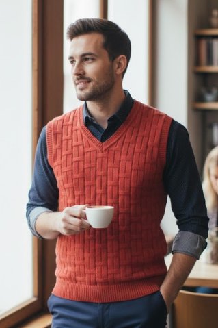 Men's knitted vest Otto BB brick red