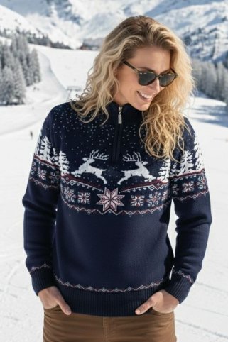 Ženski norveški pulover OLIVERA-Z plavi