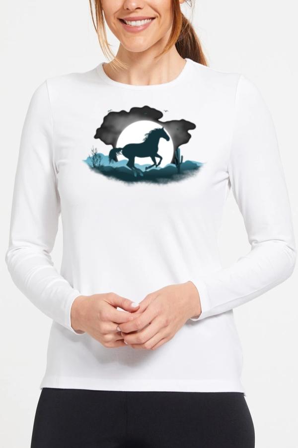 Horsemoon dámske tričko 100% bavlna biela