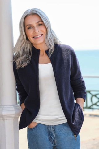 Damski Sweter na Długi Zamek 44962 Granatowy