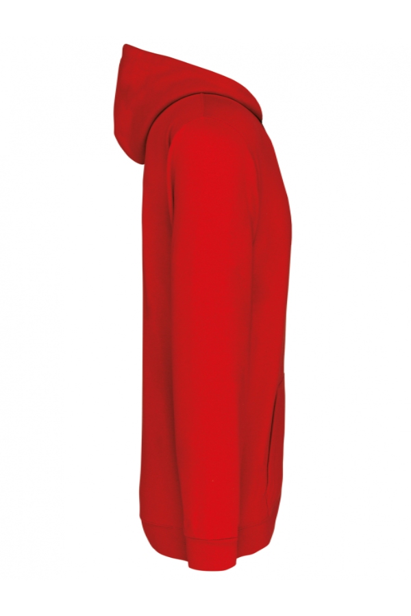 Jednofarebná červená detská mikina s kapucňou 44477