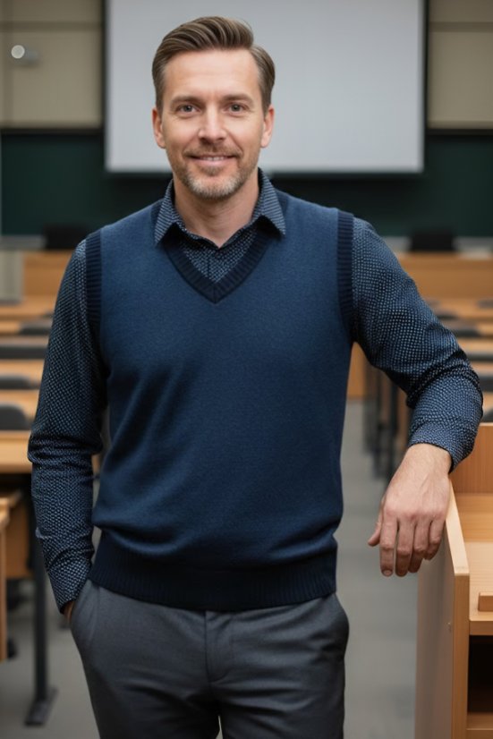 Modni plavi pleteni prsluk Ewident Nixon BB u elegantnom poslovnom izdanju