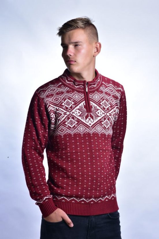 Muški norveški pleteni džemper Kemal-Z – borda