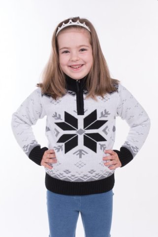 Detský biely sveter s nórskym vzorom – Gracio-Z