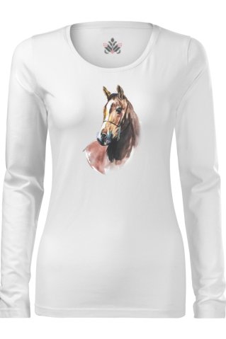 Dámske biele jazdecké tričko – dlhý rukáv
