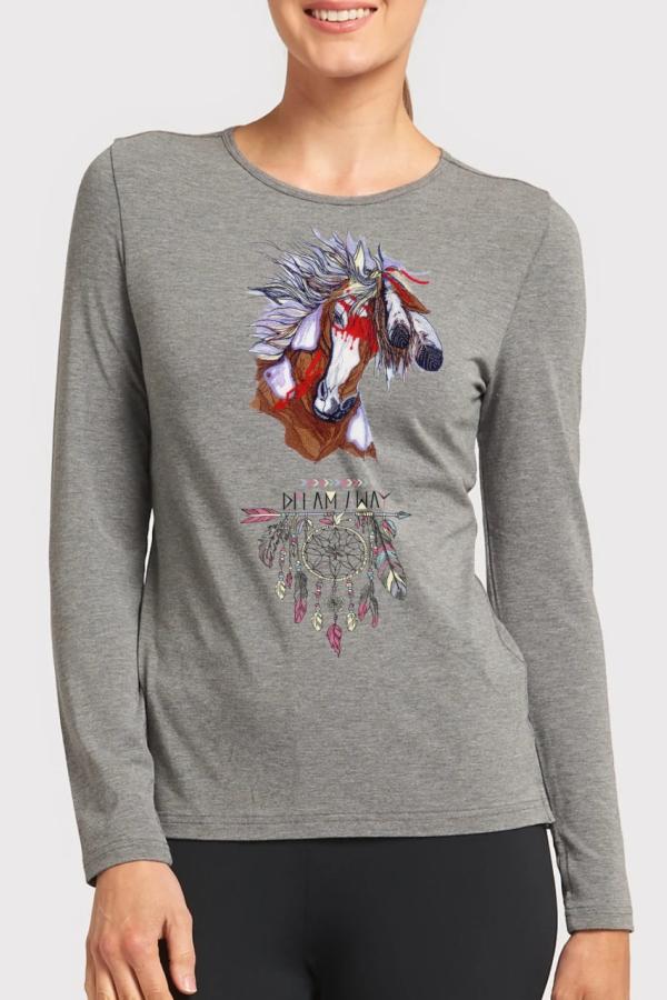 Dreamhorse dámske tričko 100% bavlna sivá