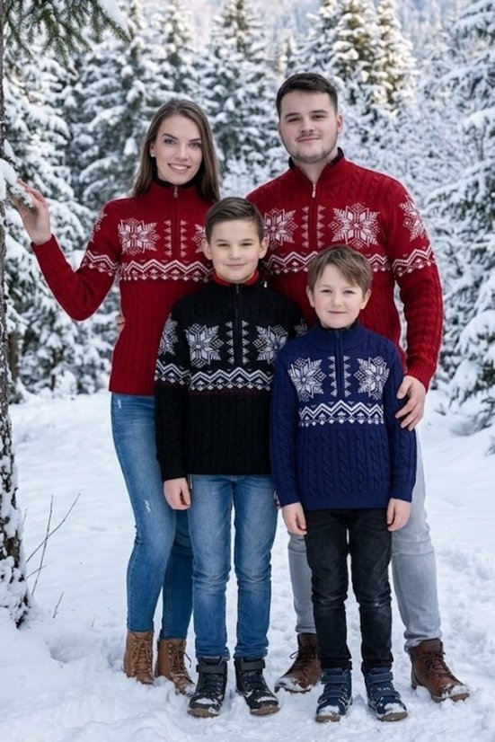 Ewident damski bordowy sweter z norweskim wzorem KIRKA-Z