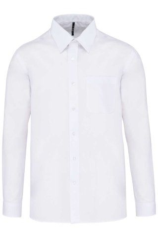 Biela pánska košeľa s gombíkmi a vreckom v nadmerných veľkostiach 3XL až 6XL.