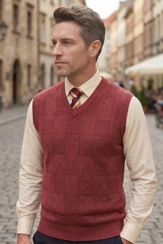 Muški pleteni prsluk Riko BB bordo boje