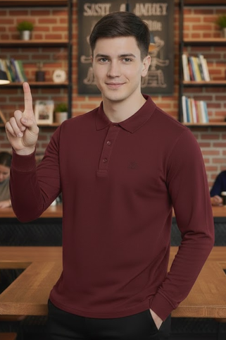 Muška polo majica dugih rukava Ewident 44256 bordo
