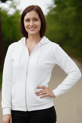 Dámská mikina s dlouhým zipem a kapucí 5571600 bílá