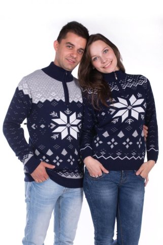 Damski niebieski sweter z norweskim wzorem – Gracia-Z