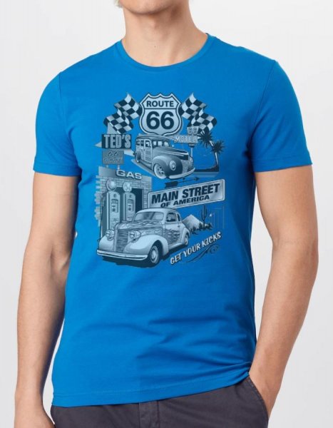 Pánske tričko Route66 100% bavlna modrá