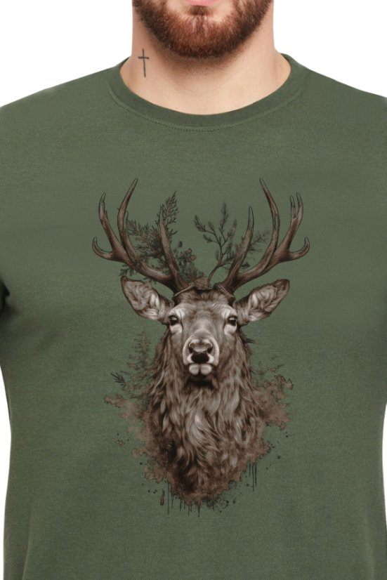 Muška lovačka majica s dominantnim jelenom na prsima