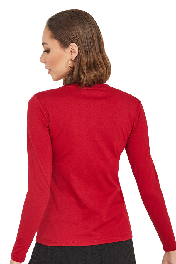 Bavlněné triko s dlouhým rukávem červená