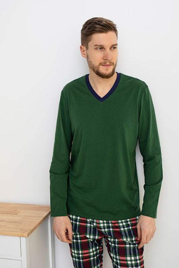 Moška pižama s dolgimi rokavi 31034 zelena