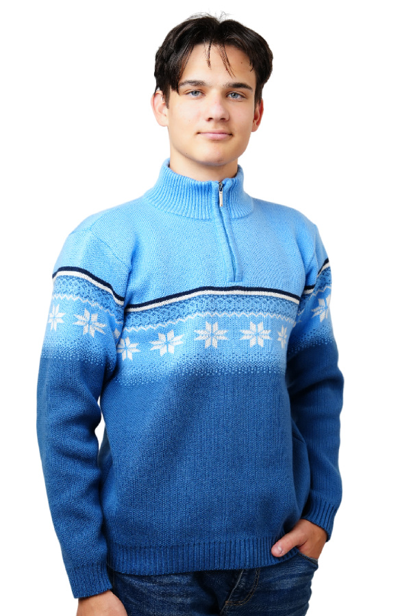 Norský vlněný svetr Nolan-Z modrá