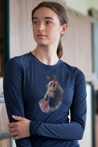 Dámské modré jezdecké tričko – dlouhý rukáv