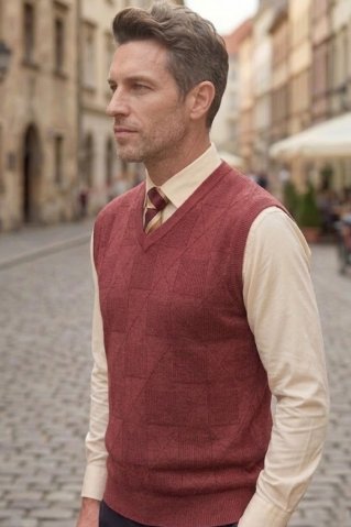 Muški pleteni prsluk Riko BB bordo boje