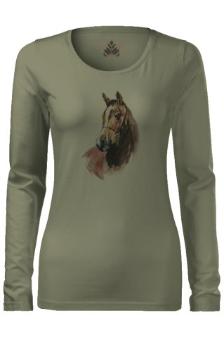 Dámske zelené jazdecké tričko – dlhý rukáv