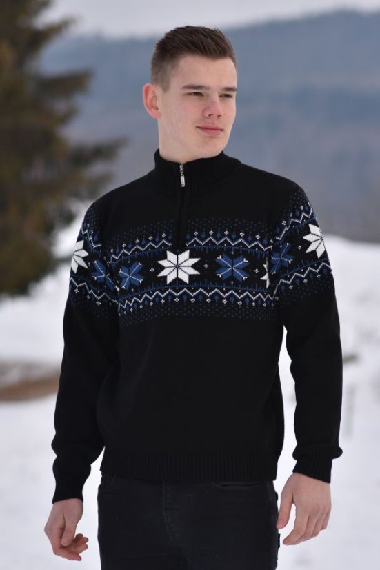 Muški džemper s norveškim uzorkom Miro Z crni