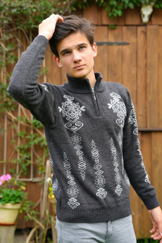 Muški tamnosivi norveški pleteni jakna Folk-Z