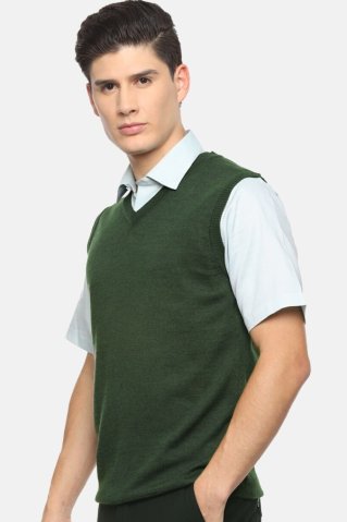 Pleteni glatki prsluk P2037BB zeleni