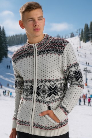 Nórsky biely sveter s vreckami z vlny Orio-Az